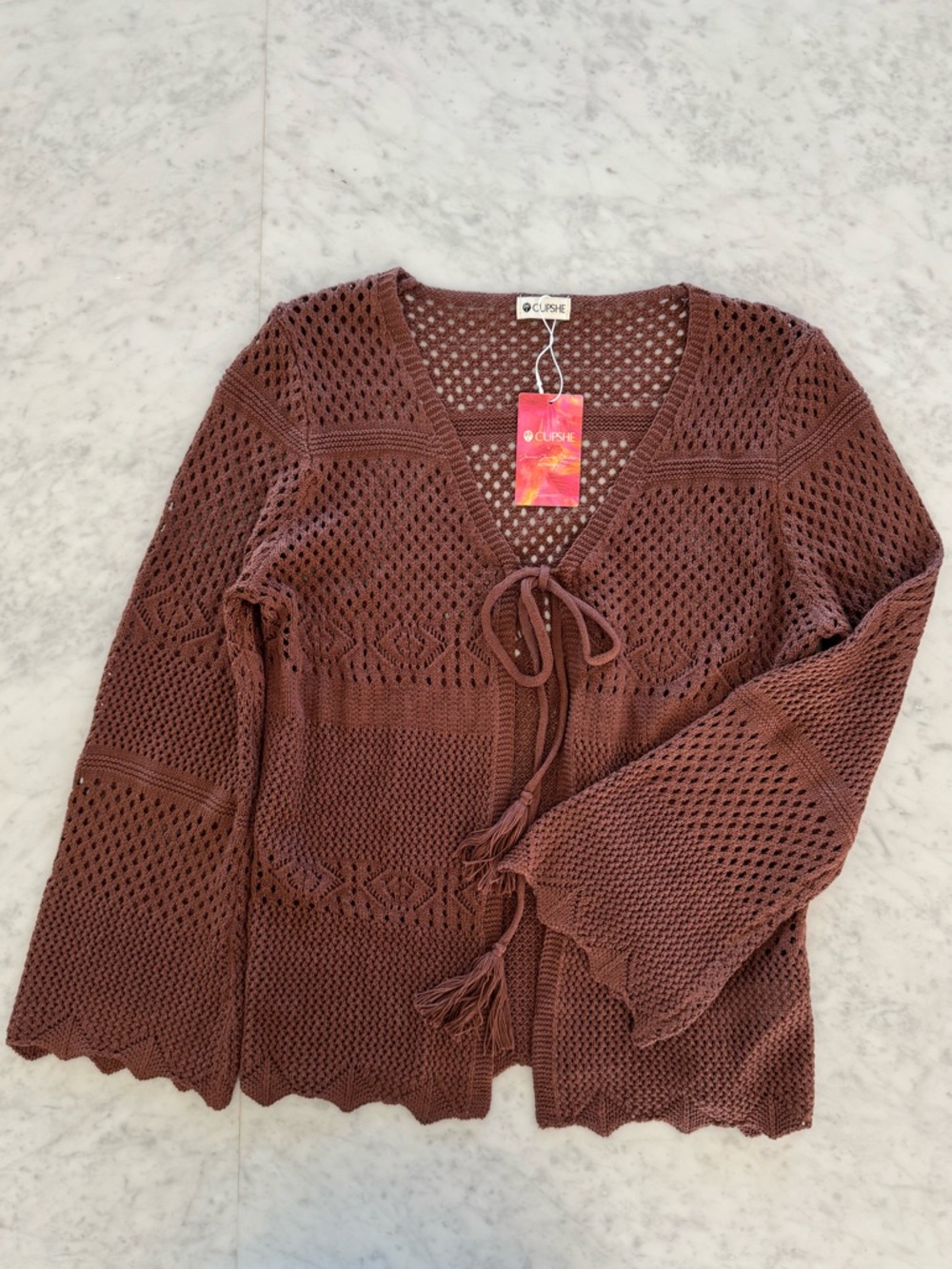 cupshe brown knit bikini cover up set - Picture 3 of 6